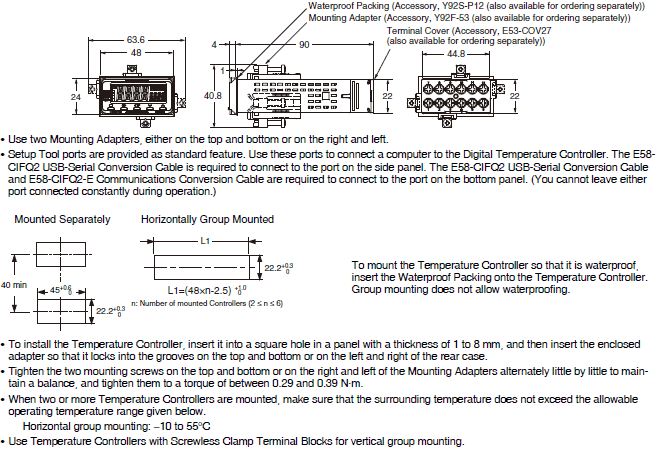 E5GC Dimensions 2 