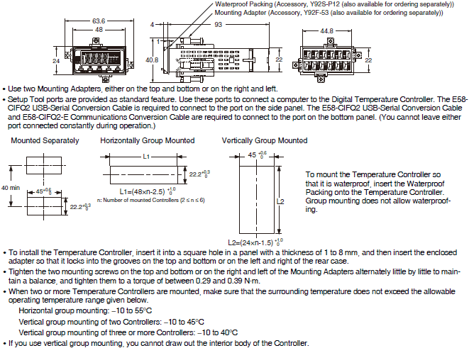 E5GC Dimensions 3 